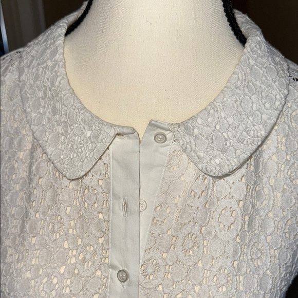 Jacob Elegant White Lace Sleeveless Top Blouse Peter Pan Collar - Picture 3 of 9